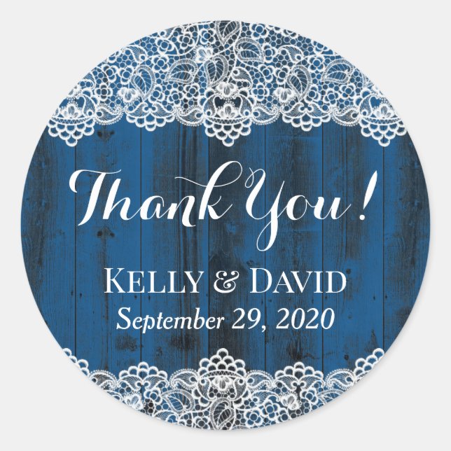 Rustikale Gastgeschenk Hochzeit Weißer Spitzen Runder Aufkleber (Vorderseite)