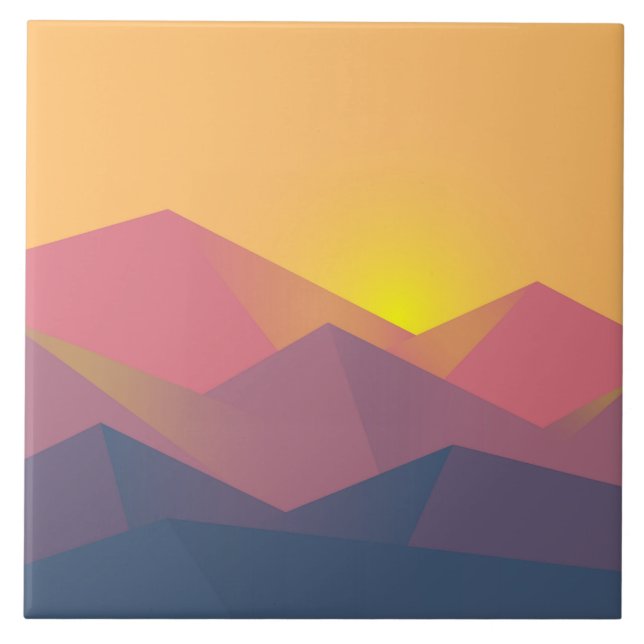 Rustikale Gebirge Geometrisch Minimalistisch Fliese (Vorderseite)