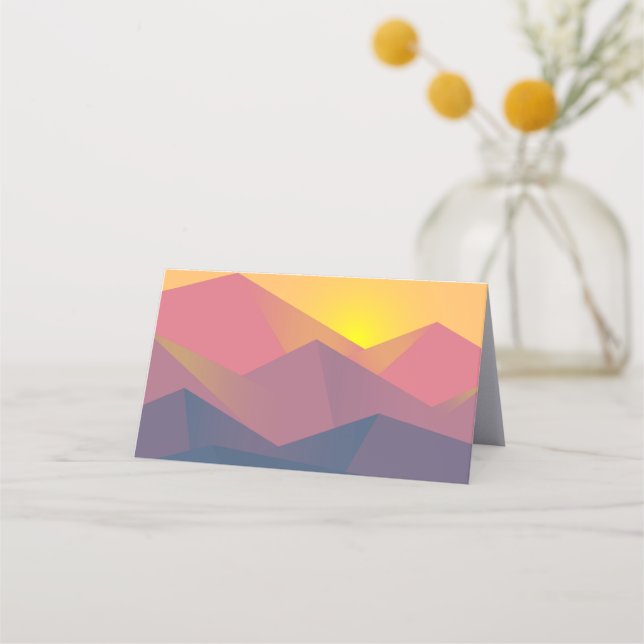 Rustikale Gebirge Geometrisch Minimalistisch Platzkarte (Vorderseite)