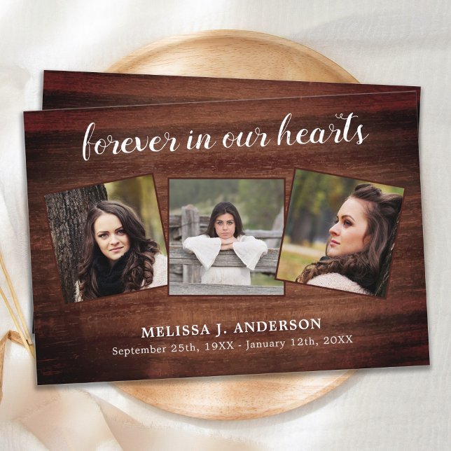 Rustikale Gedenkfeier Beileid Beerdigung FotoColla Dankeskarte (Von Creator hochgeladen)