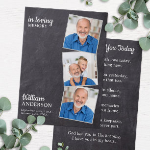 Rustikale Gedenkkarte 3 Foto Beerdigungskarte