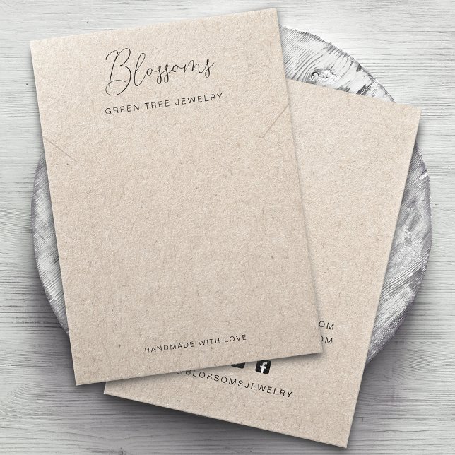 Rustikale, gedruckte Papierklebekarte (Rustic Printed Kraft Paper Necklace Personalized Display Card)