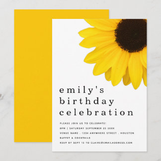 Rustikale Gelbblüte jedes Alters Geburtstagspartei Einladung