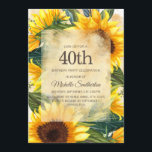 Rustikale Gelbblüten 40. Geburtstag Einladung<br><div class="desc">Rustikale,  gelbe und braune Sonnenblumen im Landhausstil mit schönen grünen Blätter 40. Geburtstagsfeier Party Einladung für Damen. Kontaktieren Sie uns für Hilfe bei der Anpassung oder um passende Produkte anzufordern.</div>