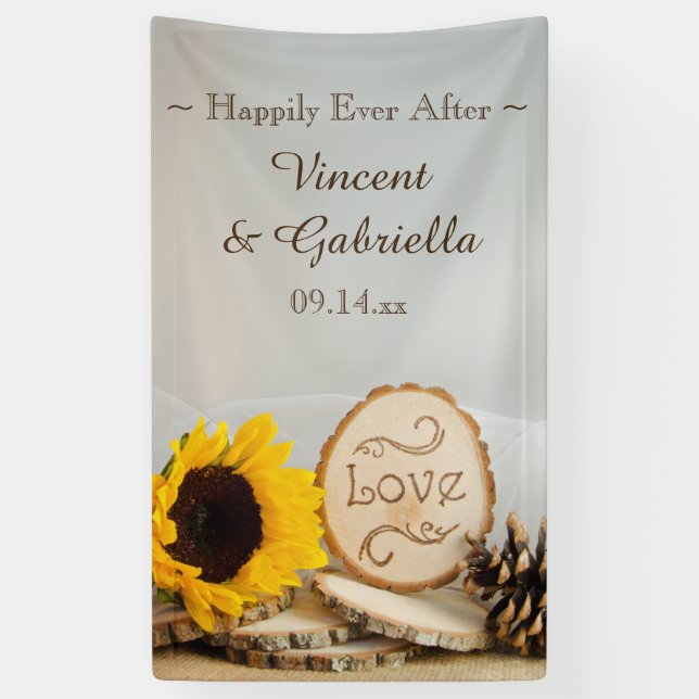 Rustikale Gelbblütenhochzeit Banner (Vertikal)