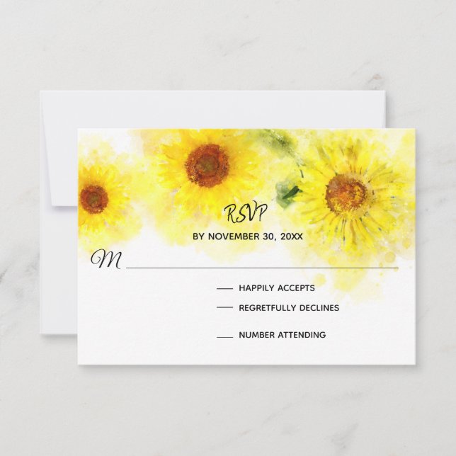 *~* Rustikale Gelbblütenhochzeit RSVP Karte (Vorderseite)