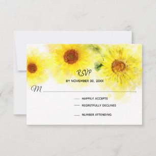 *~* Rustikale Gelbblütenhochzeit RSVP Karte