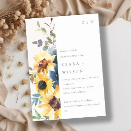 Rustikale gelbe Navy Sonnenblumendusche Einladung