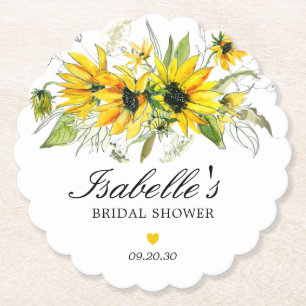 Rustikale gelbe Sonnenblumen-Hochzeitsdusche Untersetzer