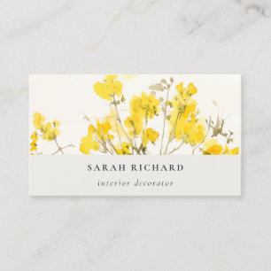 Rustikale Gelbe Wildblume Boho Floral Visitenkarte