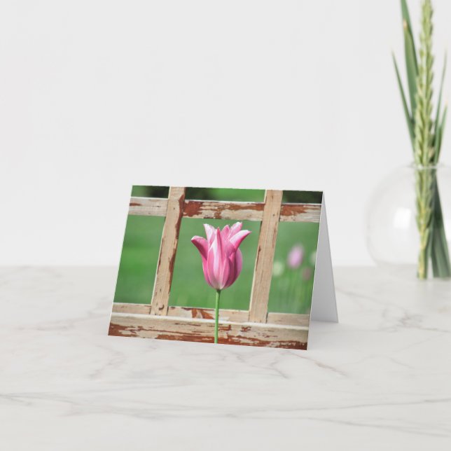 Rustikale Gerahmte Tulip Note Card Karte (Vorderseite)