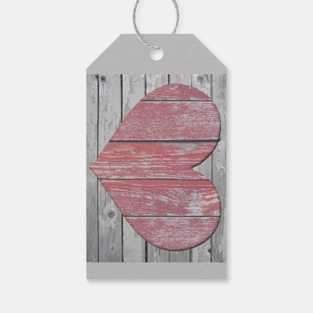 Rustikale Geschenkartikel vom Roten Herz Geschenkanhänger (Rückseite)