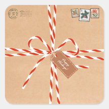Rustikale Geschenkaufkleber - Zuckerstangen & Stem