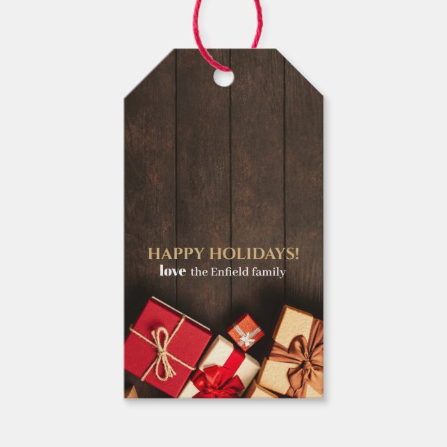 Rustikale Geschenkboxen, Weihnachten Geschenkanhänger (Vorderseite)