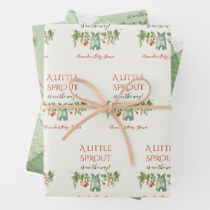 Rustikale geschlechtsneutrale kleine Spross-Baby-P Geschenkpapier Set