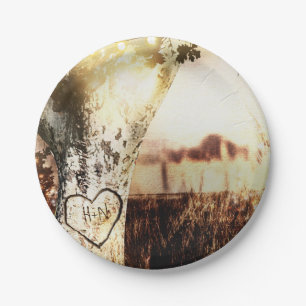 Rustikale geschnitzte Baum-u. Pappteller