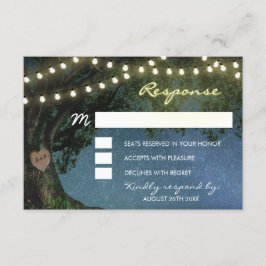 Rustikale, geschnitzte Herz-Eichenbaum Hochzeitska RSVP Karte