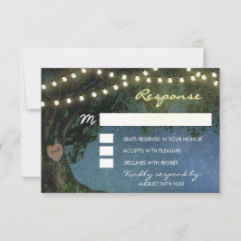 Rustikale, geschnitzte Herz-Eichenbaum Hochzeitska RSVP Karte