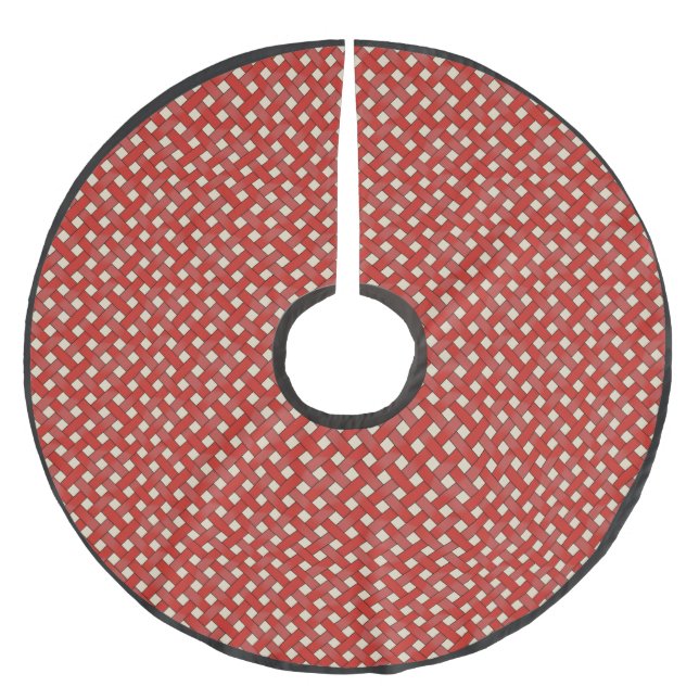 Rustikale gesponnene rote Flechtweide auf Polyester Weihnachtsbaumdecke (Vorderseite)