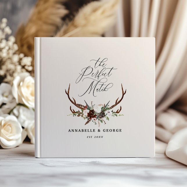 Rustikale Geweih-Blumen-Hochzeit Boho-Wald Gast B Gästebuch (Von Creator hochgeladen)