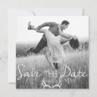 Rustikale Geweih-Grafik | Weiße Save-the-Date-Kart