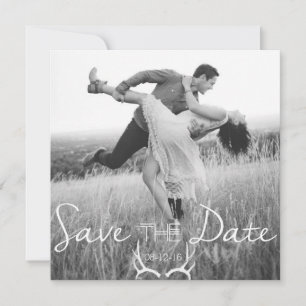 Rustikale Geweih-Grafik   Weiße Save-the-Date-Kart Save The Date