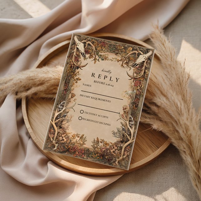 Rustikale Geweih-Herbst-Hochzeit RSVP Karte (Von Creator hochgeladen)