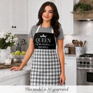 Rustikale Gingham-Küchenkönigin-Schürze Schürze