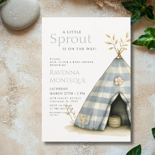 Rustikale Gingham-Zelt-Babyparty für einen kleinen Einladung
