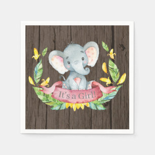 Rustikale Girl Elephant Babydusche Rosa Napkins Serviette