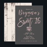 Rustikale Glam Rose Gold Pink Gray Sweet 16 Party Einladung<br><div class="desc">Anpassen für jedes Ereignis</div>