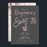 Rustikale Glam Rose Gold Pink Gray Sweet 16 Party Einladung<br><div class="desc">Anpassen für jedes Ereignis</div>