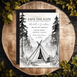 Rustikale Glamping Camping Bergwald Hochzeit Save The Date