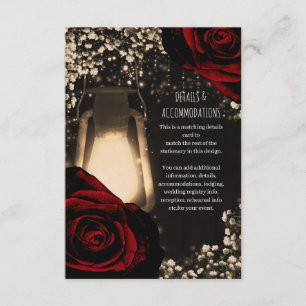 Rustikale Glanzlaterne Dunkelrote Rosen Hochzeitsd Begleitkarte