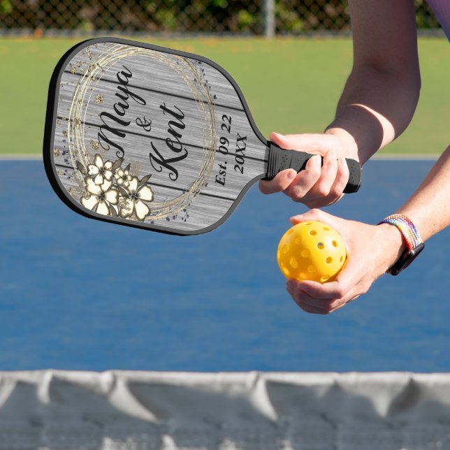 Rustikale Glitzer-Hochzeit Pickleball Schläger (InSitu)