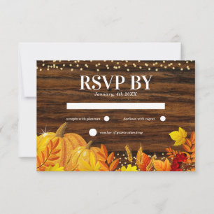 Rustikale Glitzer Pumpkin Herbsthochzeit RSVP Karte