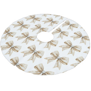 Rustikale Glitzy Cream Bows Weihnachten Polyester Weihnachtsbaumdecke