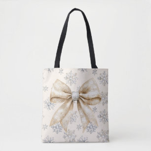 Rustikale Glitzy Cream Bows Weihnachten Tasche