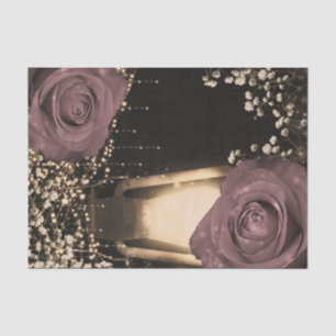 Rustikale Glow-Laterne Dusty Pink Mauve Rosen Seidenpapier