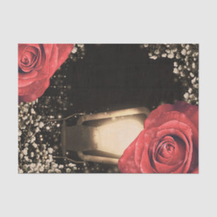 Rustikale Glow-Laterne Vintage rote Rosen Scheunen Seidenpapier
