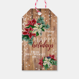 Rustikale glückliche Ferien Poinsettia Blumenzette Geschenkanhänger