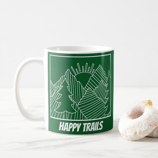 Rustikale glückliche Wege Berge Kaffeetasse (Mit Donut)