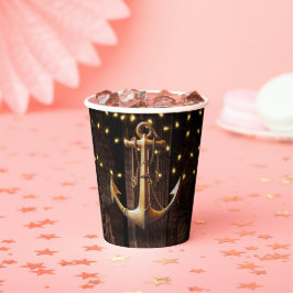 Rustikale Gold Anker Baby Dusche Pappbecher