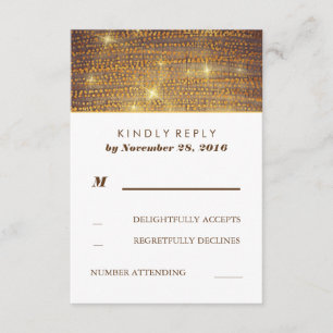 Rustikale Gold Glitzer Confetti Wedding RSVP Cards Karte