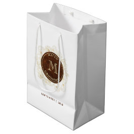 Rustikale Gold Monogram Trauzeugen Mittlere Geschenktüte
