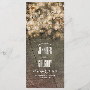 Rustikale Gold String Lights Hochzeitsprogramme Programm