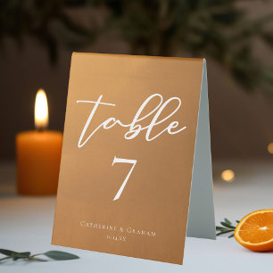 Rustikale Gold-Typografie Einfache Herbst-Hochzeit Tischaufsteller