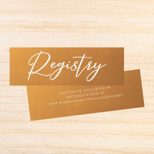 Rustikale Gold-Typografie Einfache Hochzeits-Regis Mini Visitenkarte
