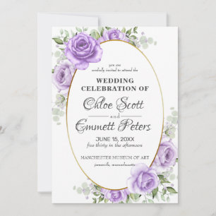 Rustikale Goldbrasse Lila Rose Weddin Einladung