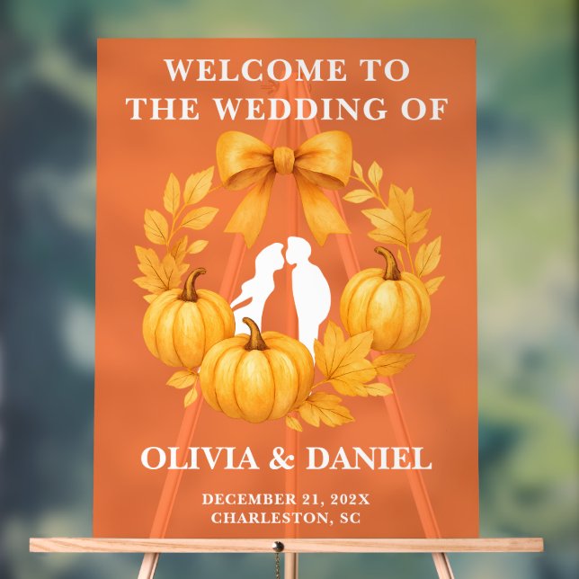 Rustikale Golden Pumpkin Hochzeit im Herbst Willko Acrylschild (Neutral)